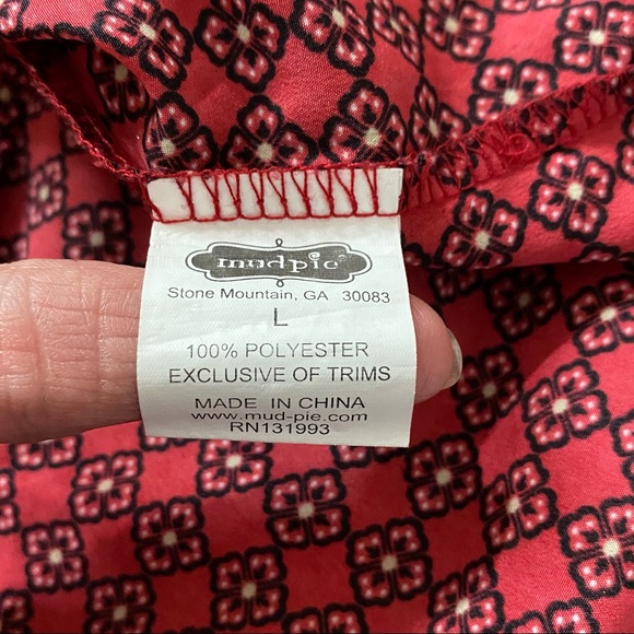 Mud Pie Dress/Tunic Loose Fit Size L Long Sleeve Pullover Ruffle Neck Red Black - Picture 8 of 8